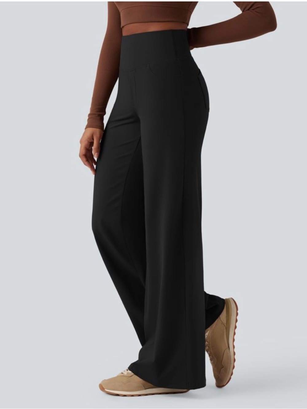 HALARA Black High-Rise Wide Leg Pants